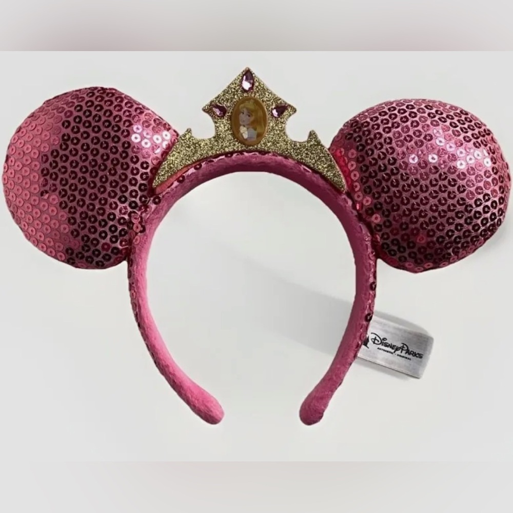 IN SEARCH OF Sleeping Beauty Ears - Disney Pink Sequin Ears with Gold Crown